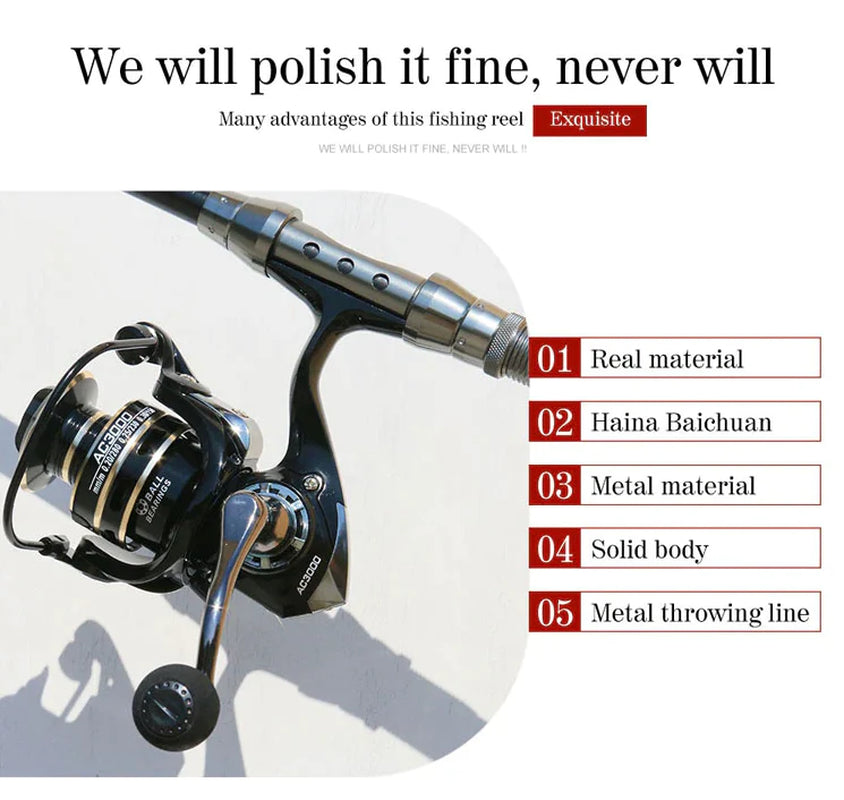 12BB Metal Spinning Fishing Reel 5.2:1 Freshwater Saltwater Left Right Hand Reel