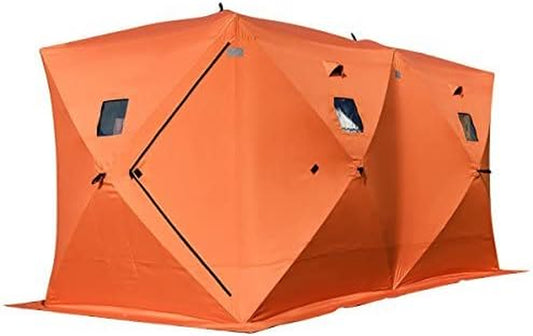 2 3 4 8 Person Ice Fishing Shelter Tent 300D Oxford Fabric Portable Ice Shelter Strong Waterproof Ice Fish Shelter for Outdoor Fishing (Orange)