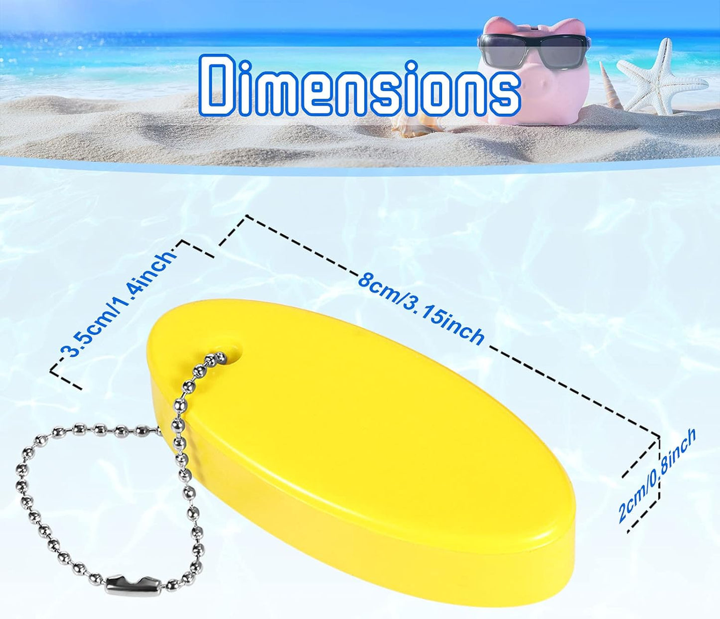 Foam Floating Keychain Oval Float Key Ring Key Float Foam Keychain for Boating, Fishing, Sailing and Outdoor Sports