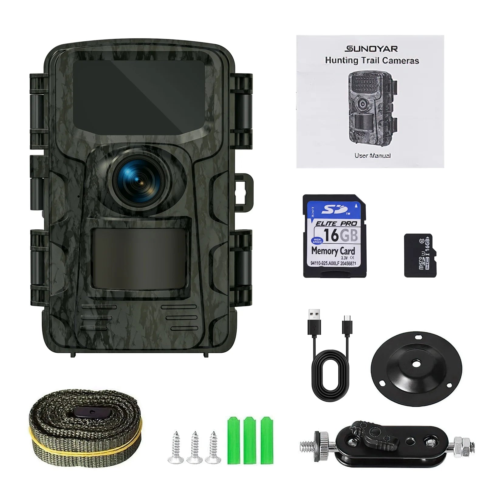 Trail Camera, 20MP 1080P HD Game Camera with Night Vision & 16GB TF Card, Wildlife Waterproof Hunting Camera Wildgame, Hunting Trail Monitors