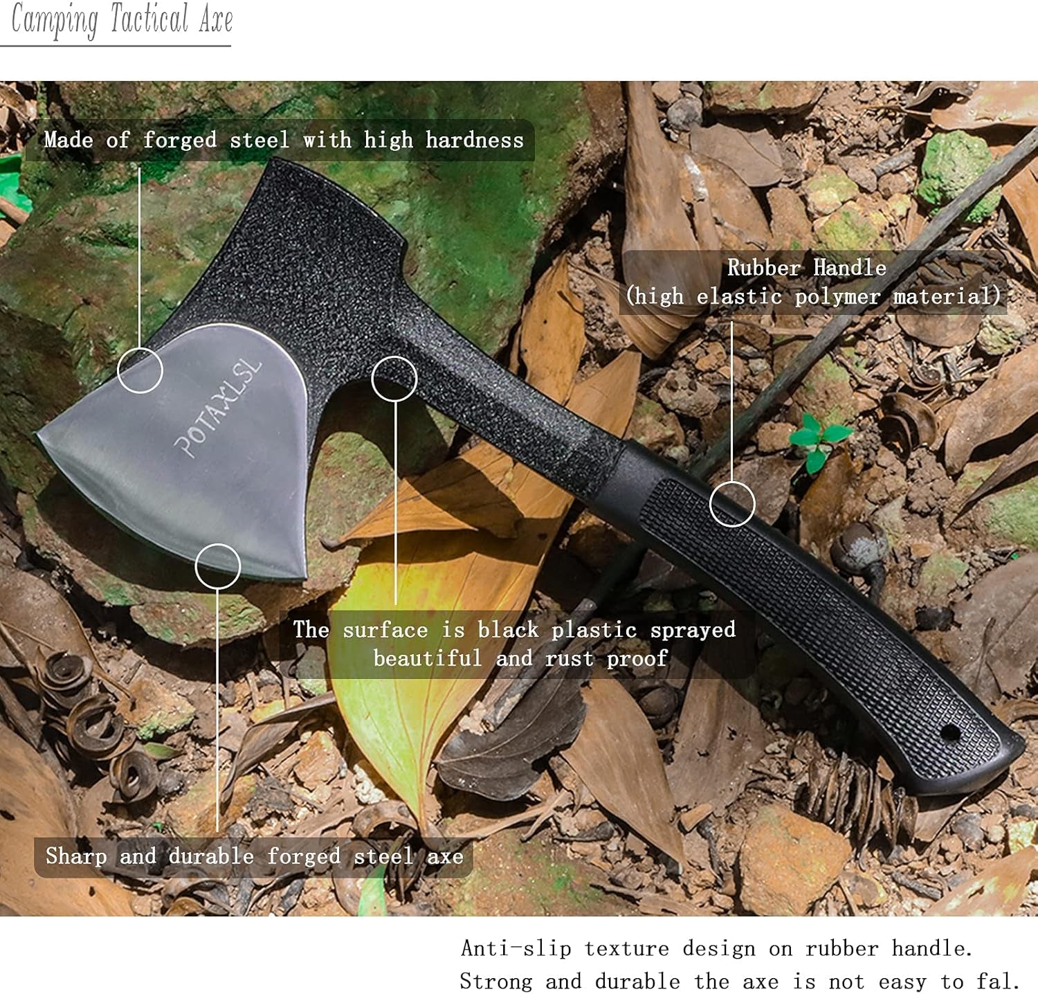 Camping Axe, 11" Outdoor Throwing Axe with Rope, Small Portable Tactical Axe Stainless Steel Axe Blade with Firm Unbreakable Handle, for Camping Survival Outdoor Camping Jungle Crafts