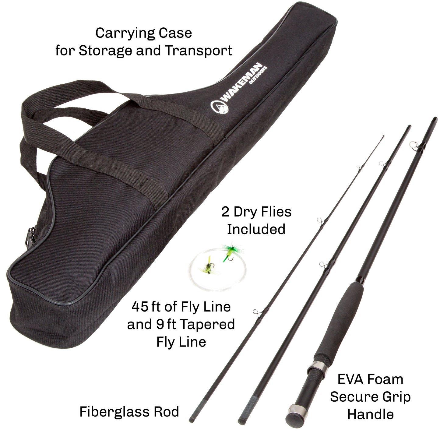 Fly Fishing Rod and Reel Combo, Carrying Case Flies and Fishing Line Included: Charter Series Gear and Accessories by  (Black)