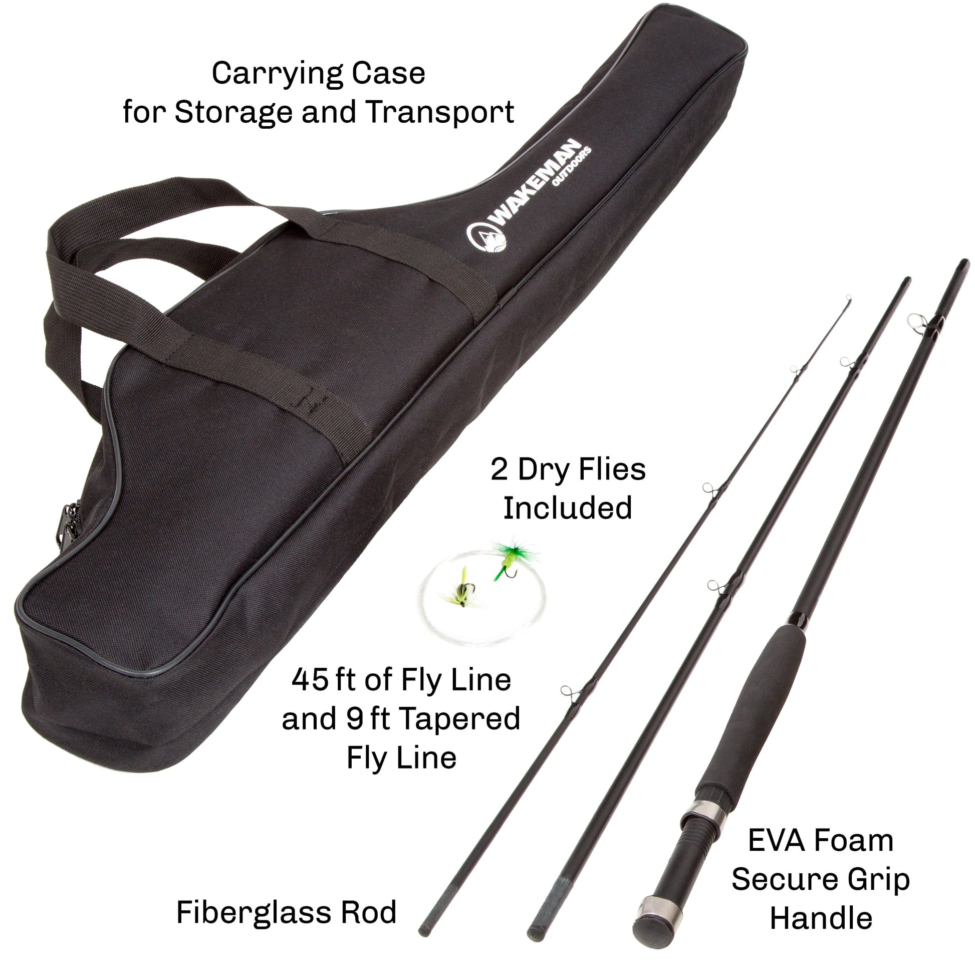 Fly Fishing Rod and Reel Combo, Carrying Case Flies and Fishing Line Included: Charter Series Gear and Accessories by  (Black)