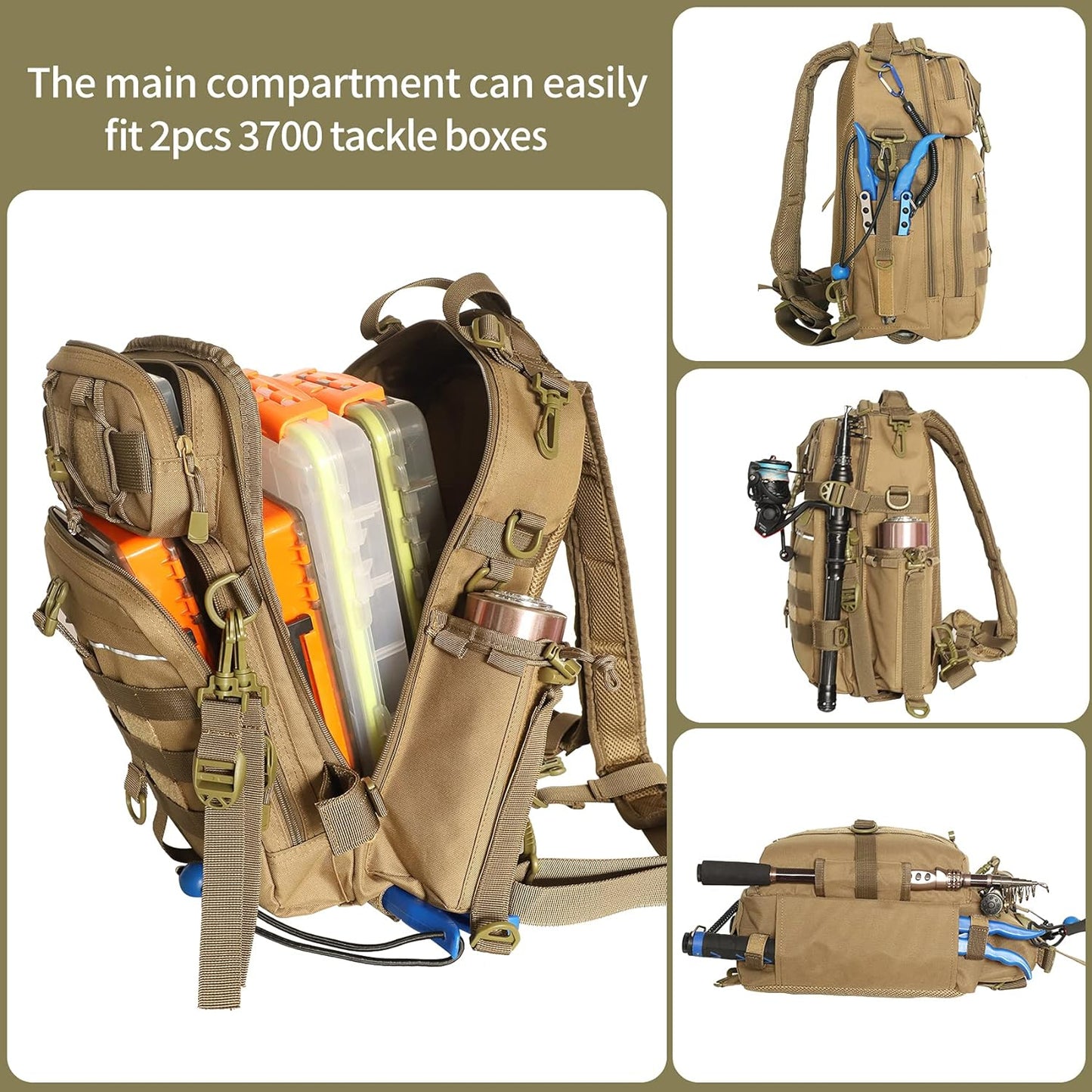 Fishing Backpack Outdoor Tackle Bag Large Fishing Tackle Bag Water-Resistant Fishing Backpack