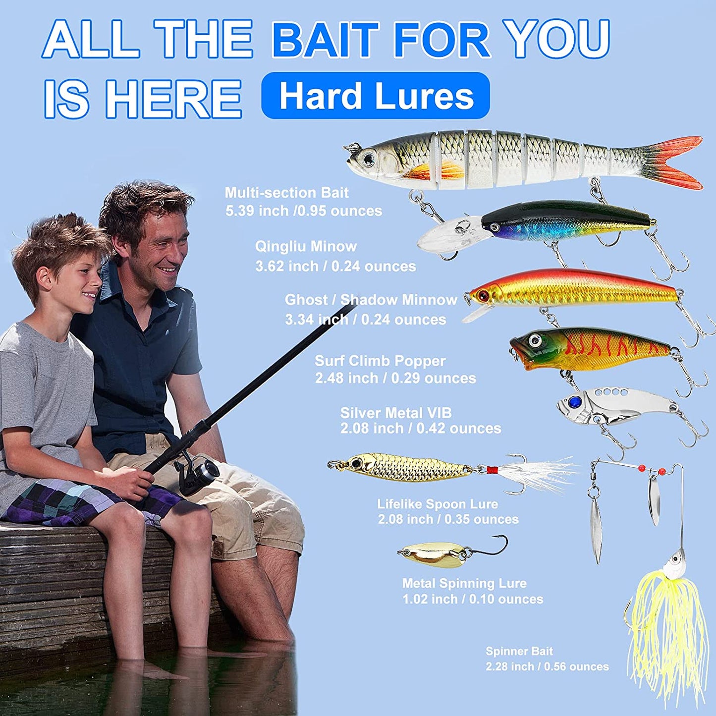 Fishing Lures Tackle Box Bass Fishing Kit,Saltwater and Freshwater Lures Fishing