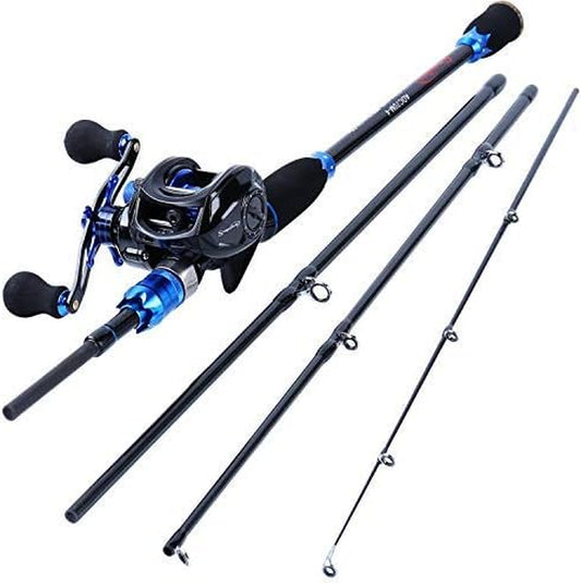 Fishing Reel and Rod Combos,24-Ton Carbon Fiber Fishing Poles with Baitcasting Reel,7.0:1 Gear for Travel Freshwater