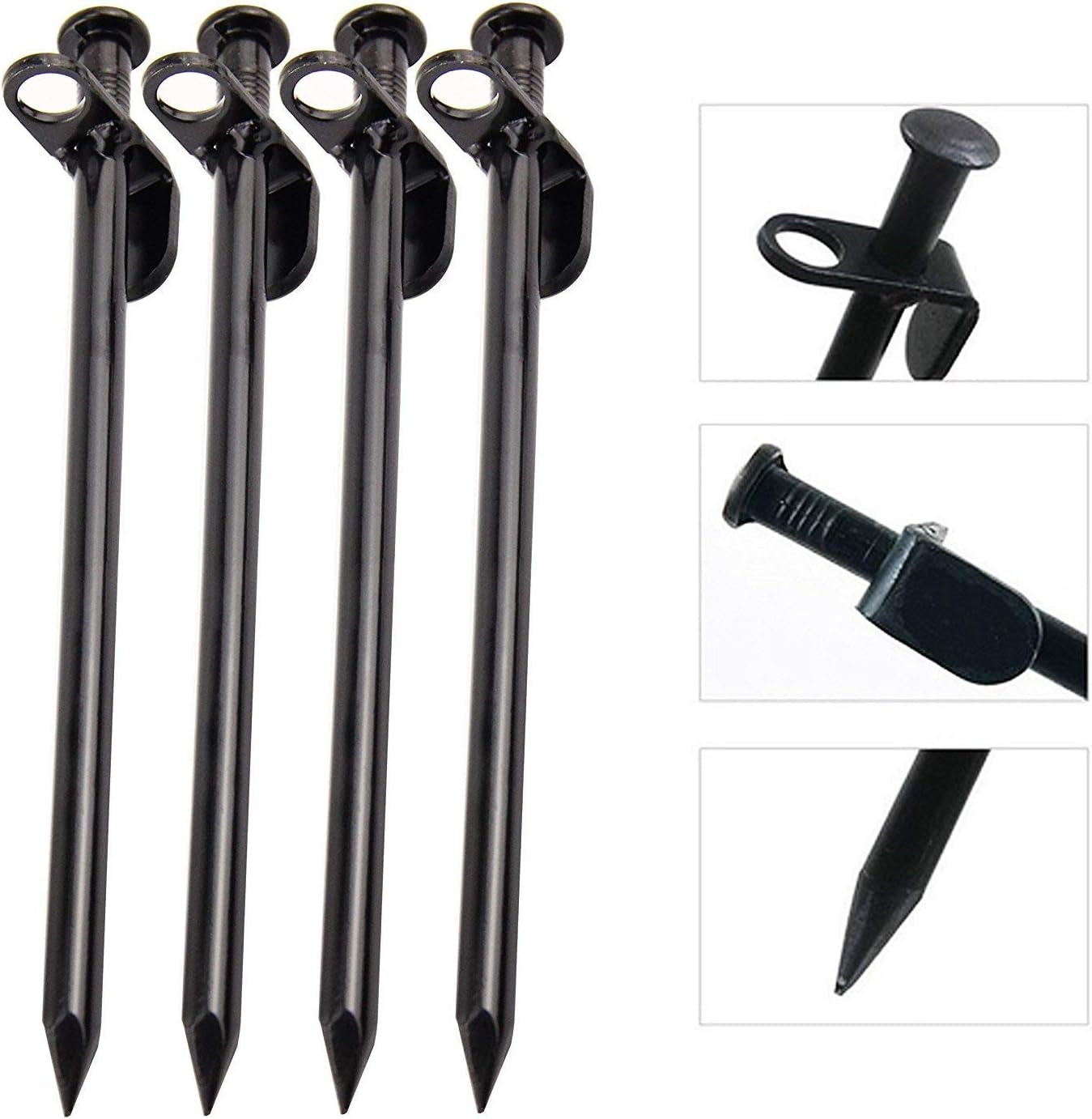 10-Pack Tent Stakes, Black / 11.8Inch Heavy Duty Camping Stakes with Oxford Fabric Pouch, Unbreakable and Inflexible Steel Ground Stakes Tent for Outdoor Trip Hiking Gardening