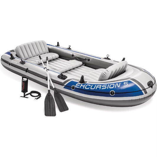 Excursion Inflatable Boat Series: Includes Deluxe 54In Boat Oars and High-Output Pump – Supertough PVC