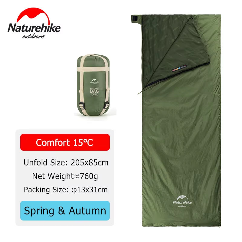 Sleeping Bag Ultralight LW180 Waterproof Cotton Sleeping Bag Nature Hike Summer Hiking Camping Sleeping Bag