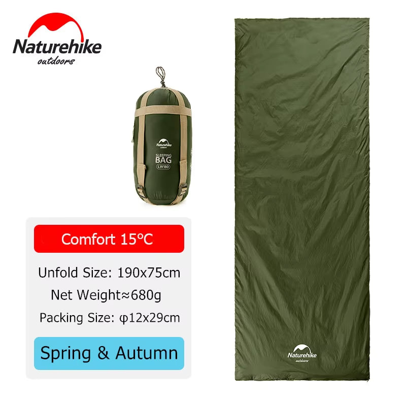 Sleeping Bag Ultralight LW180 Waterproof Cotton Sleeping Bag Nature Hike Summer Hiking Camping Sleeping Bag