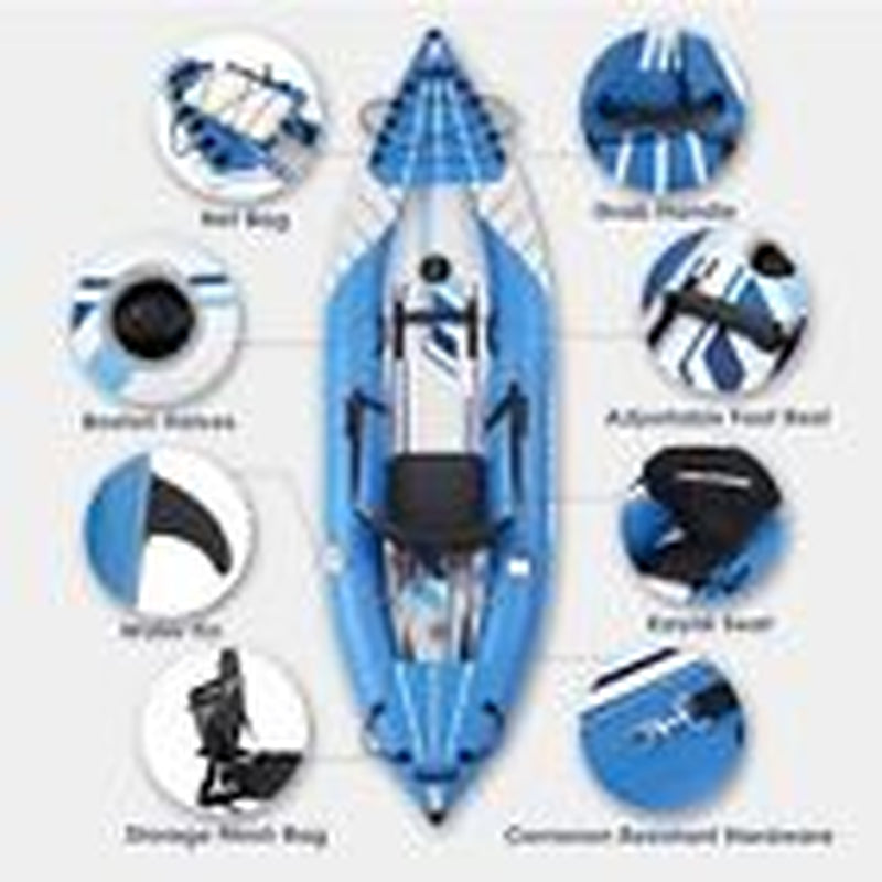 Inflatable Kayak Deluxe Oar Included, Blow up Touring Kayak Set,With 1 Person