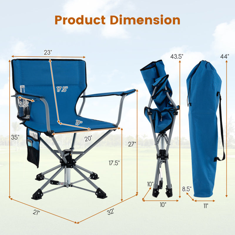 360° Swivel Hunting Chair Portable Foldable Hunting Chair with Mesh Cup Holder and Storage Pockets