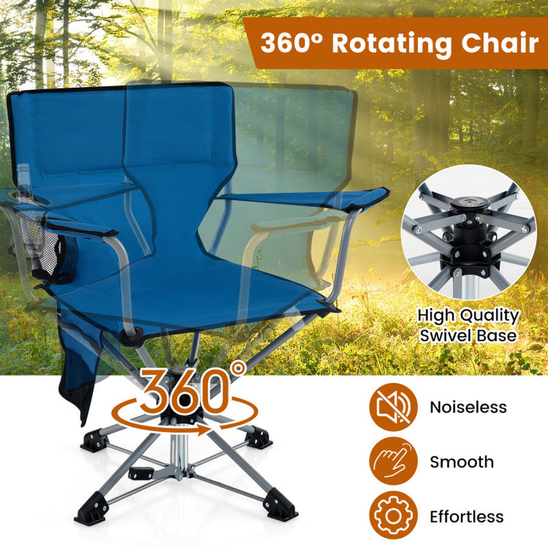 360° Swivel Hunting Chair Portable Foldable Hunting Chair with Mesh Cup Holder and Storage Pockets