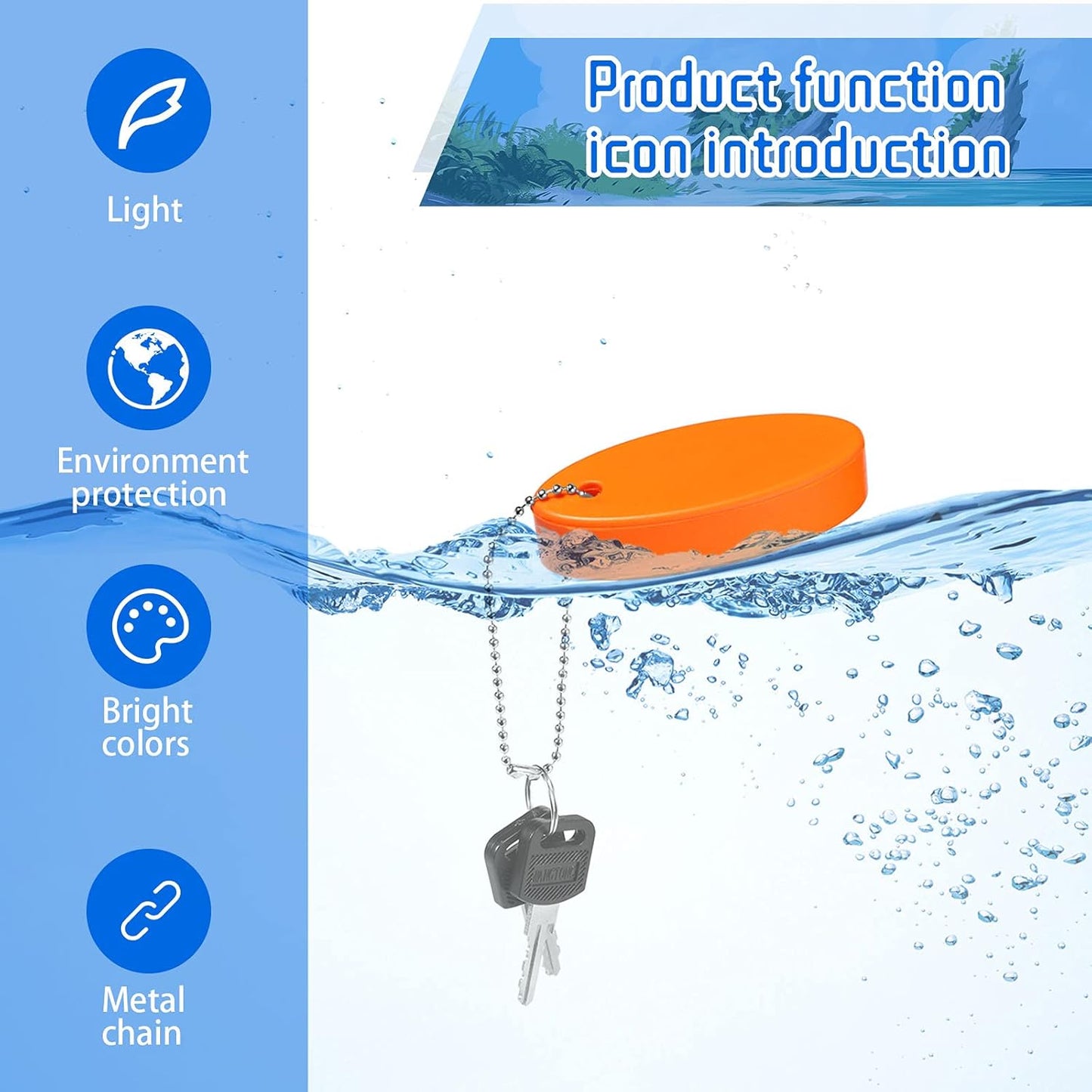 Foam Floating Keychain Oval Float Key Ring Key Float Foam Keychain for Boating, Fishing, Sailing and Outdoor Sports