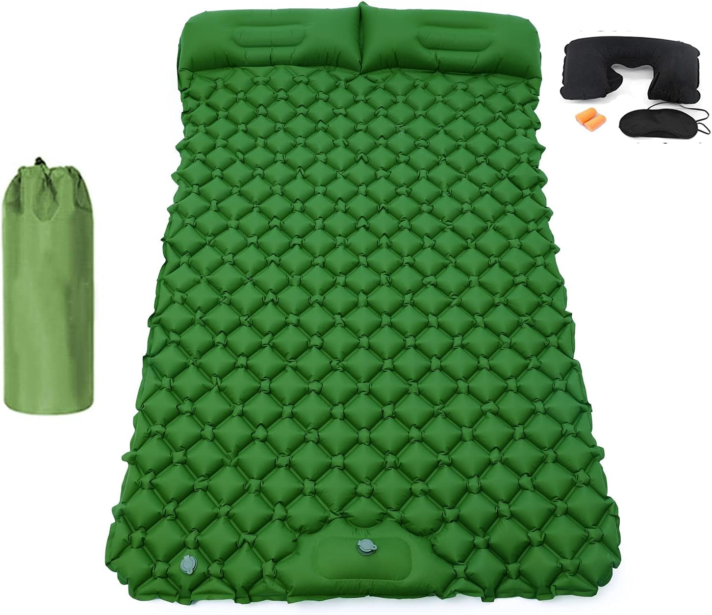 Double Sleeping Pad,Foot Press Inflatable Camping Mat with Pillow,Compact Ultralight Waterproof Camping Air Mattress 2 Person for Tents,Backpacking Beach,Car Camping,Hiking,Traveling