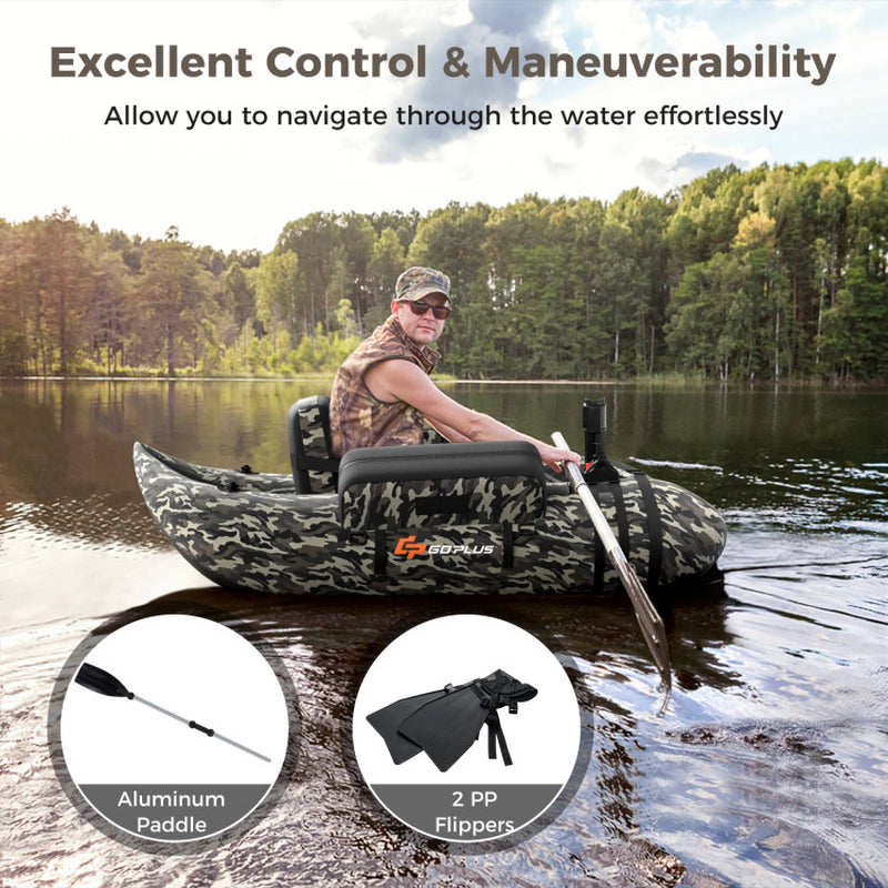 Inflatable Fishing Float with Adjustable Straps & Storage Pockets-Camouflage