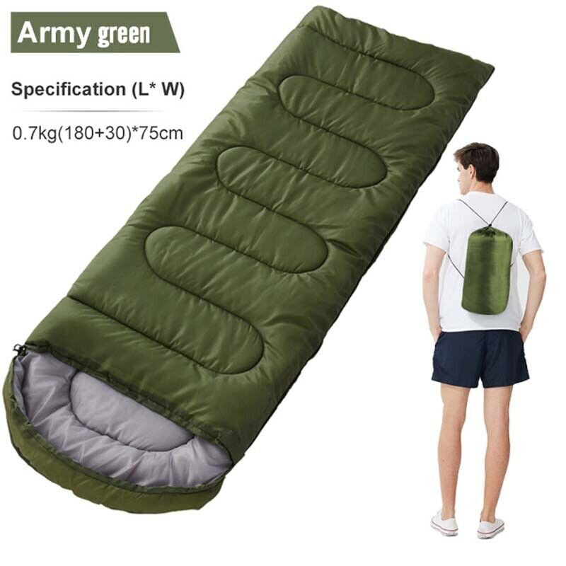 3 Season Outdoor Envelope Sleeping Bag Waterproof Warm Adult Camping Hiking US