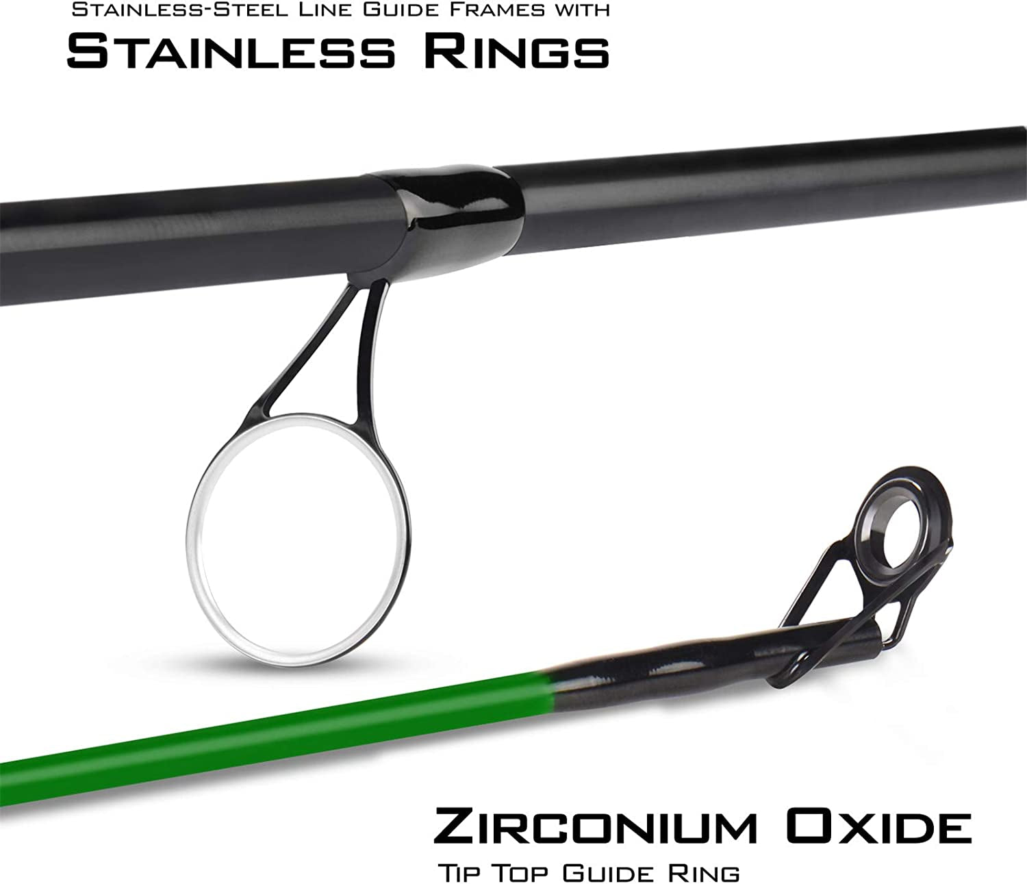 Brutus Spinning Rods & Casting Fishing Rods, Brute Tuff Composite Graphite & Glass Blanks, Stainless Steel Line Guides W/Zirconium Oxide Rings Tip Top, Chartreuse Strike Tip