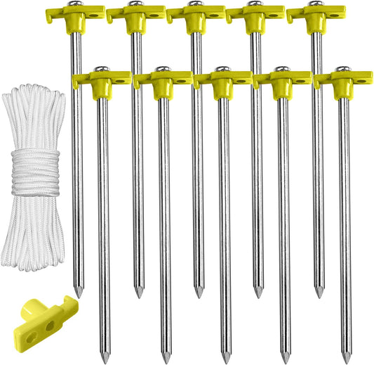 Tent Stakes 8" Camping Tent Stakes, 10Pc-Pack (Yellow)