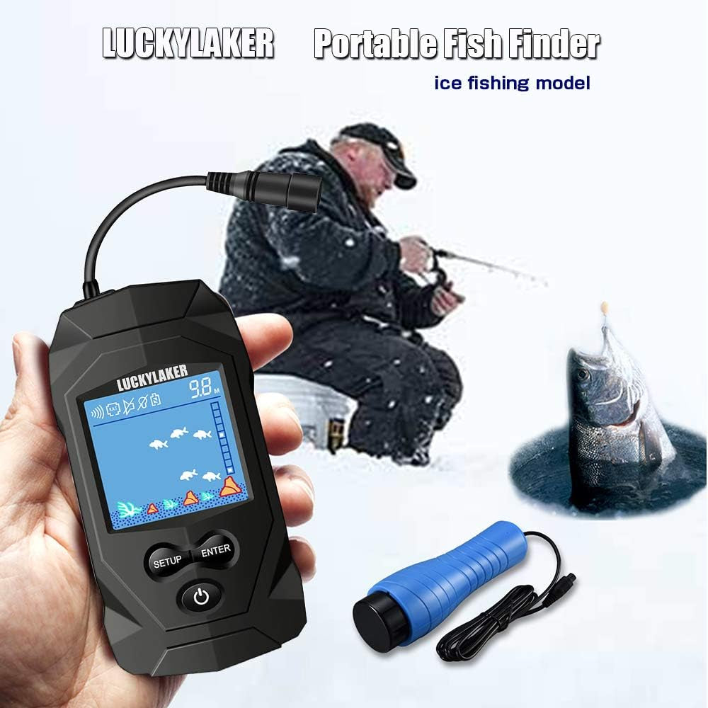 Depth Handheld Fish Finder Display Boat Ice Fishing Finder Sonar Portable Wired Fish Finders Transducer LCD Monitor