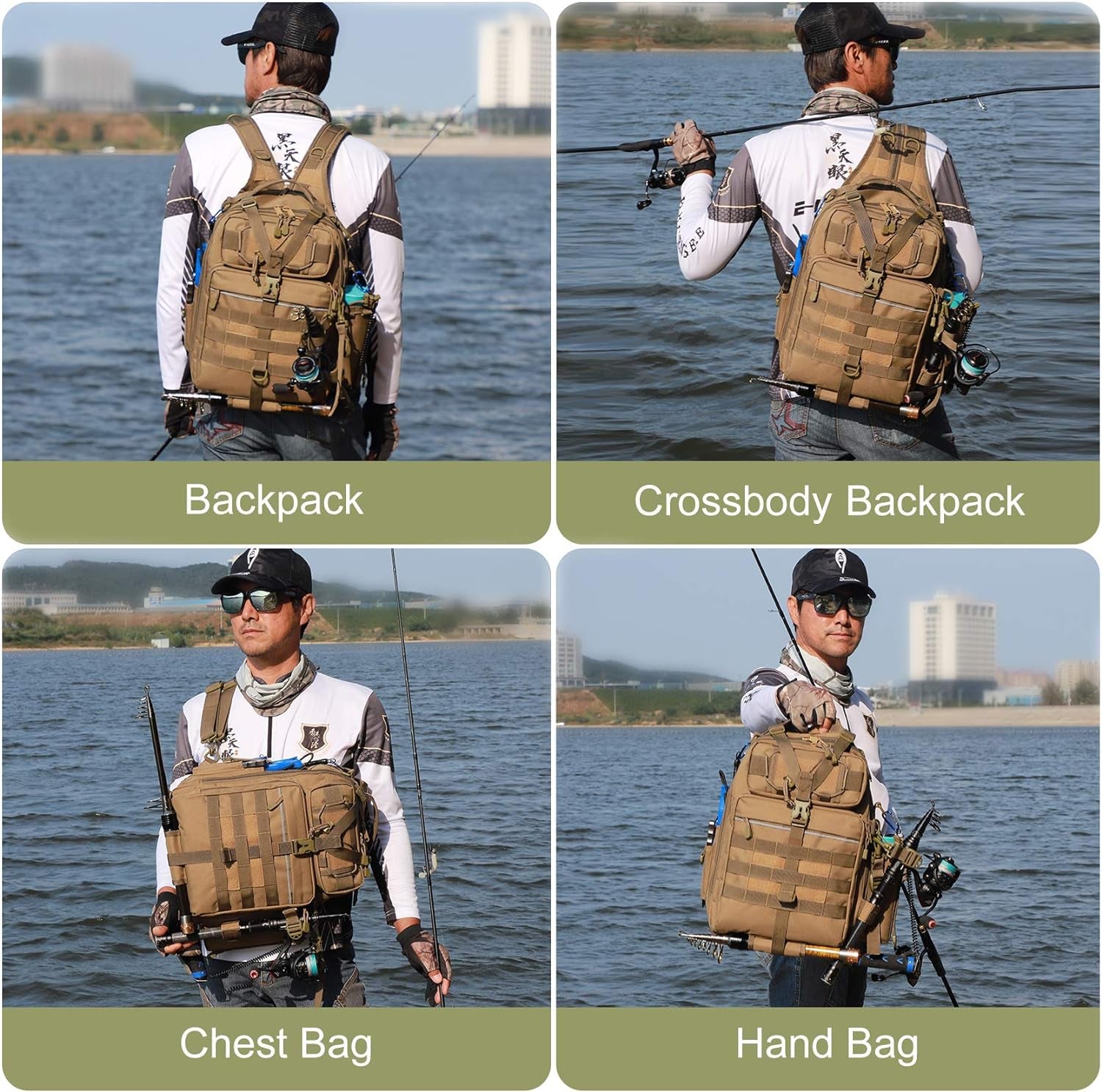 Fishing Backpack Outdoor Tackle Bag Large Fishing Tackle Bag Water-Resistant Fishing Backpack