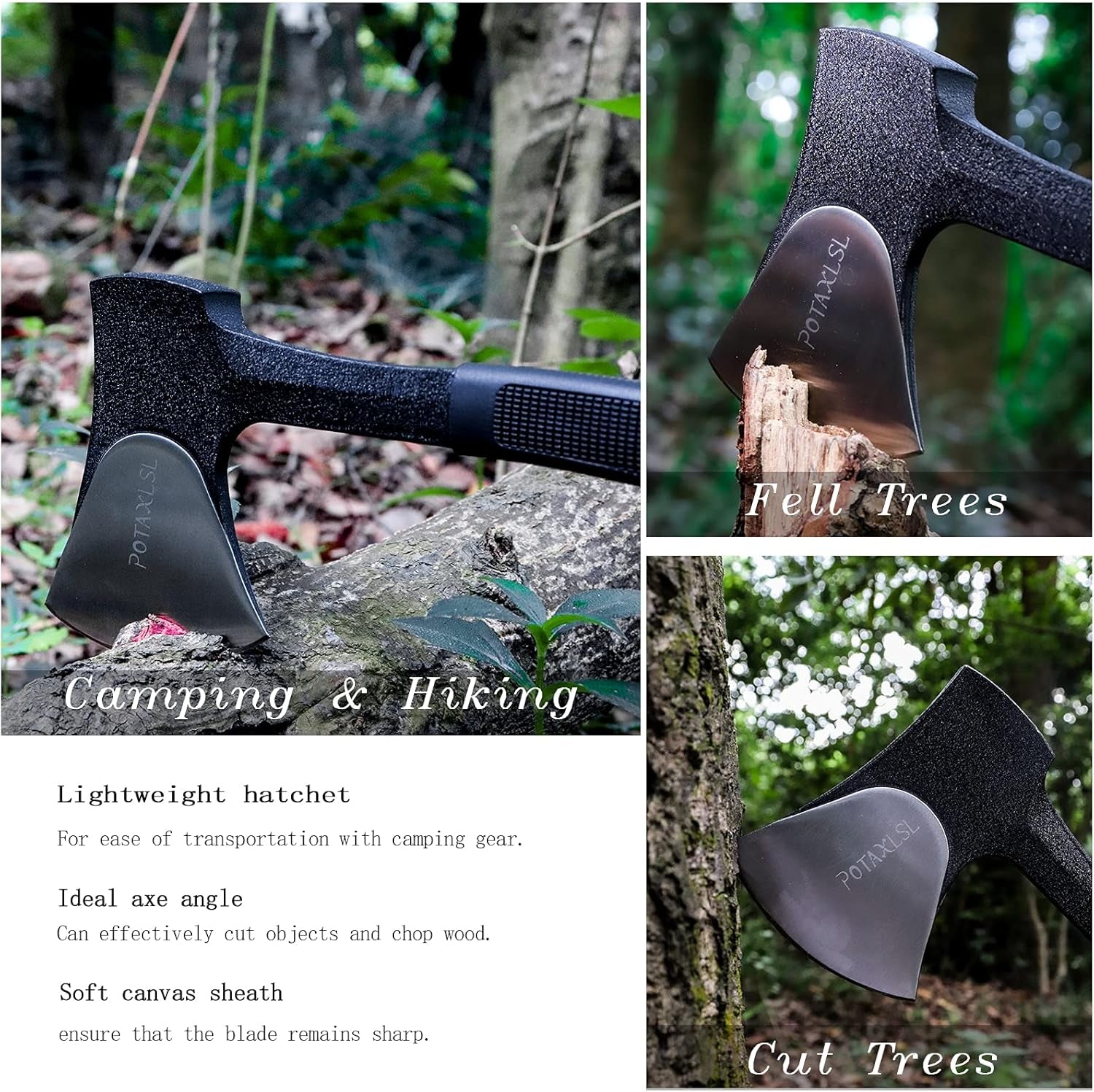 Camping Axe, 11" Outdoor Throwing Axe with Rope, Small Portable Tactical Axe Stainless Steel Axe Blade with Firm Unbreakable Handle, for Camping Survival Outdoor Camping Jungle Crafts