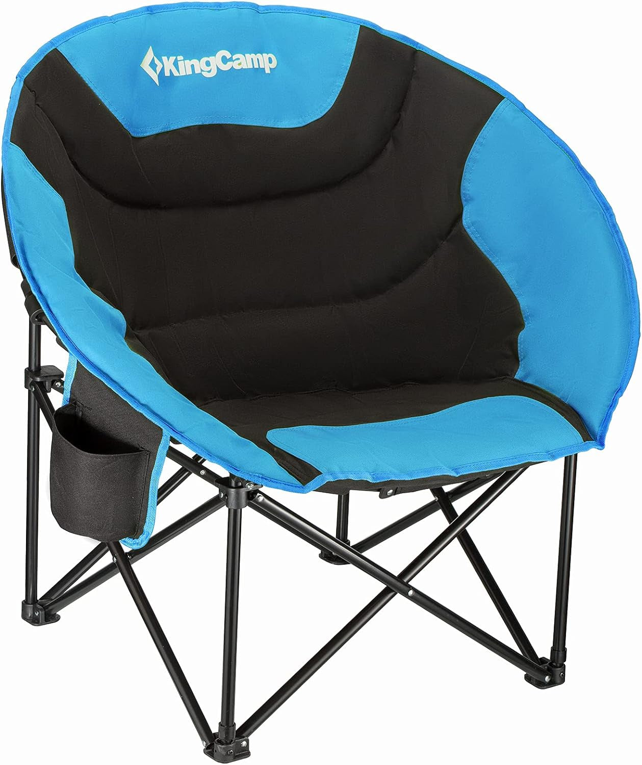 Camping Moon Chair Oversized Padded round Saucer Chairs for Adults 300LBS Capacity Folding Camp Chair with Cup Holder for Sports Fishing BBQ Outdoor Hiking 31 X 33 X 27 Inches Balck&Royablue