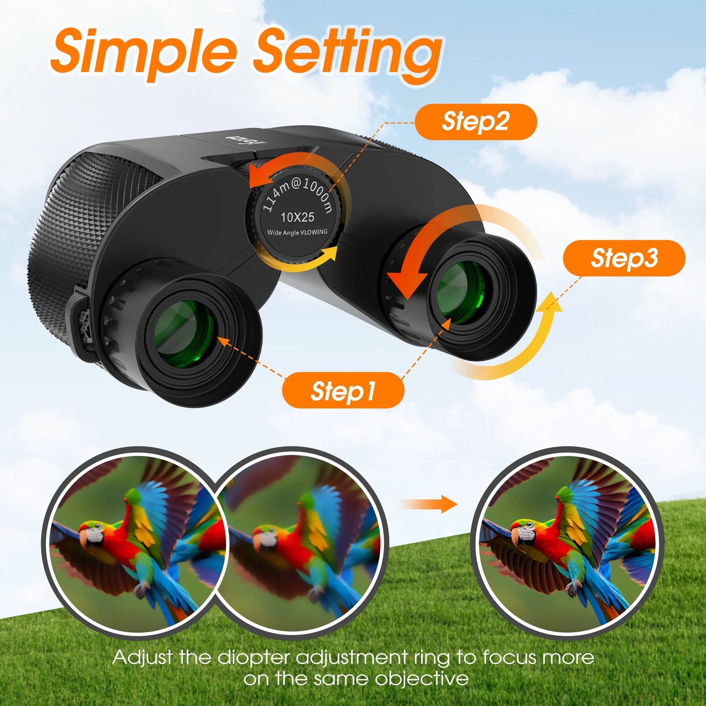 Compact Binoculars for Adults Kids, 10X25 Binoculars for Bird Watching, Small Binoculars for Travel Sightseeing Hunting Wildlife Watching Outdoor Sports Games Concerts