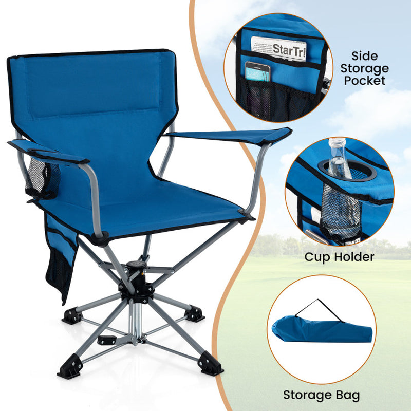 360° Swivel Hunting Chair Portable Foldable Hunting Chair with Mesh Cup Holder and Storage Pockets