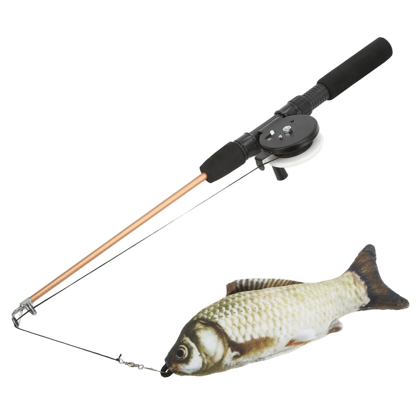 Funny Cat Stick, Bite Resistant Attractive Funny Cat Toys for Cats Grass Carp + Fishing Rod