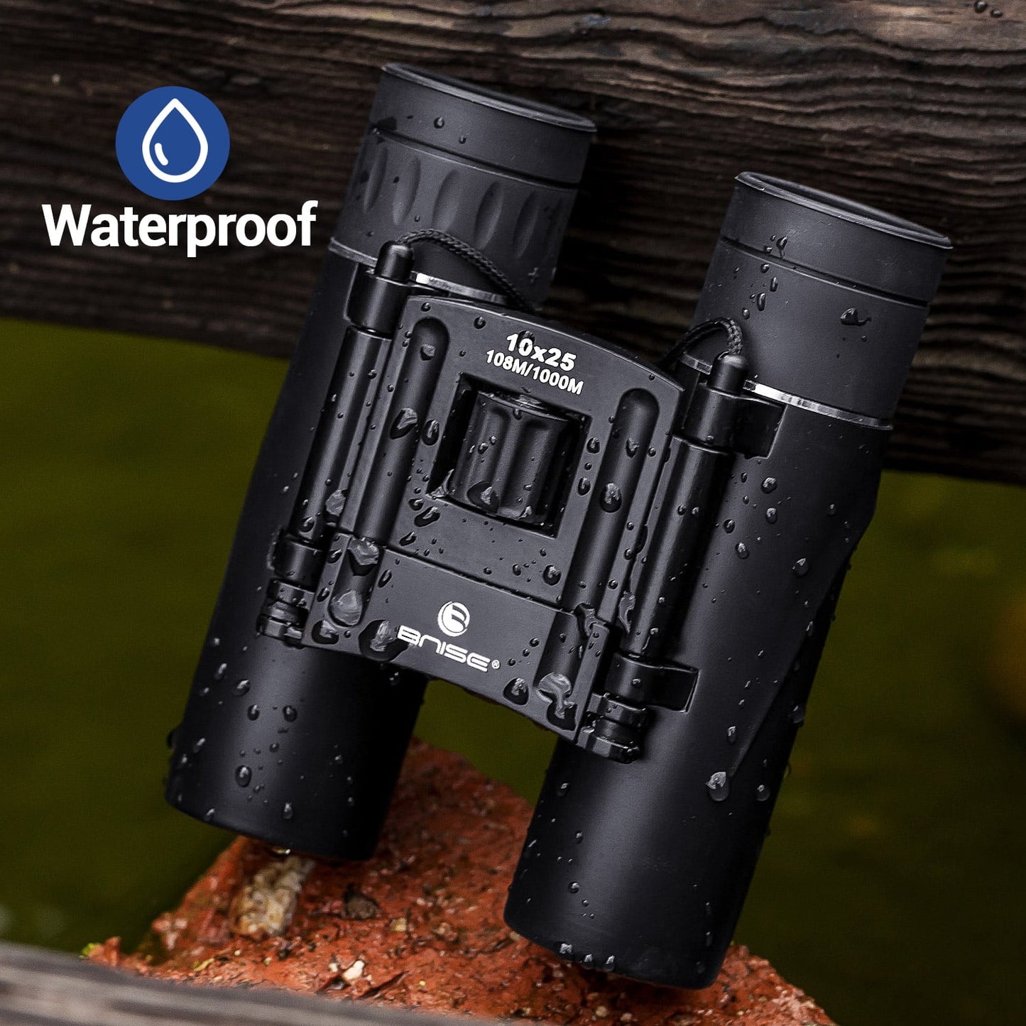 Binoculars for Adult and Kids, 10X25 Compact Binoculars for Bird Watching and Hunting Waterproof/Fogproof/Shockproof Binoculars,Black