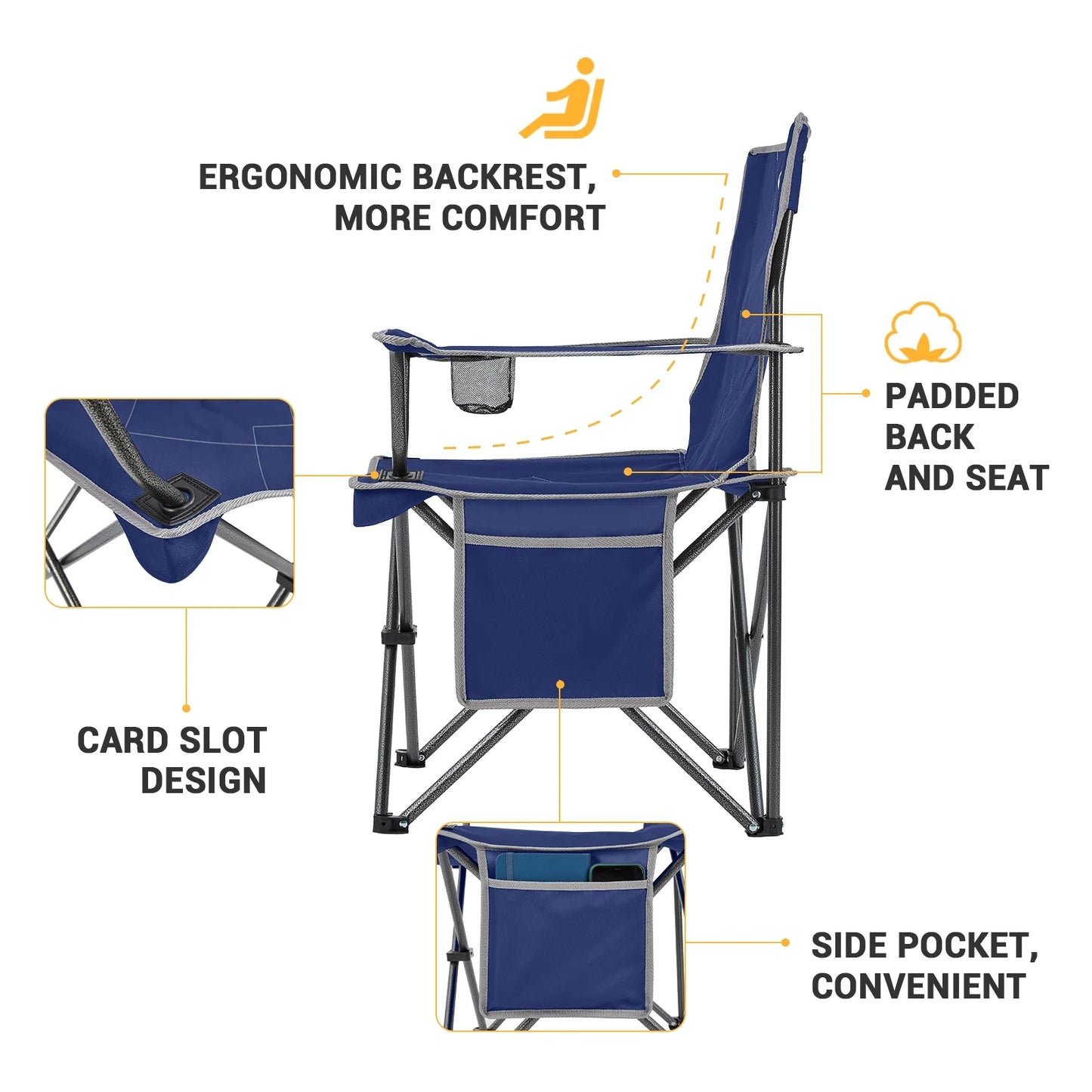 Lightweight Camping Chair Folding Portable Lawn Chairs for Adults Outdoor Support 220Lbs Cyan